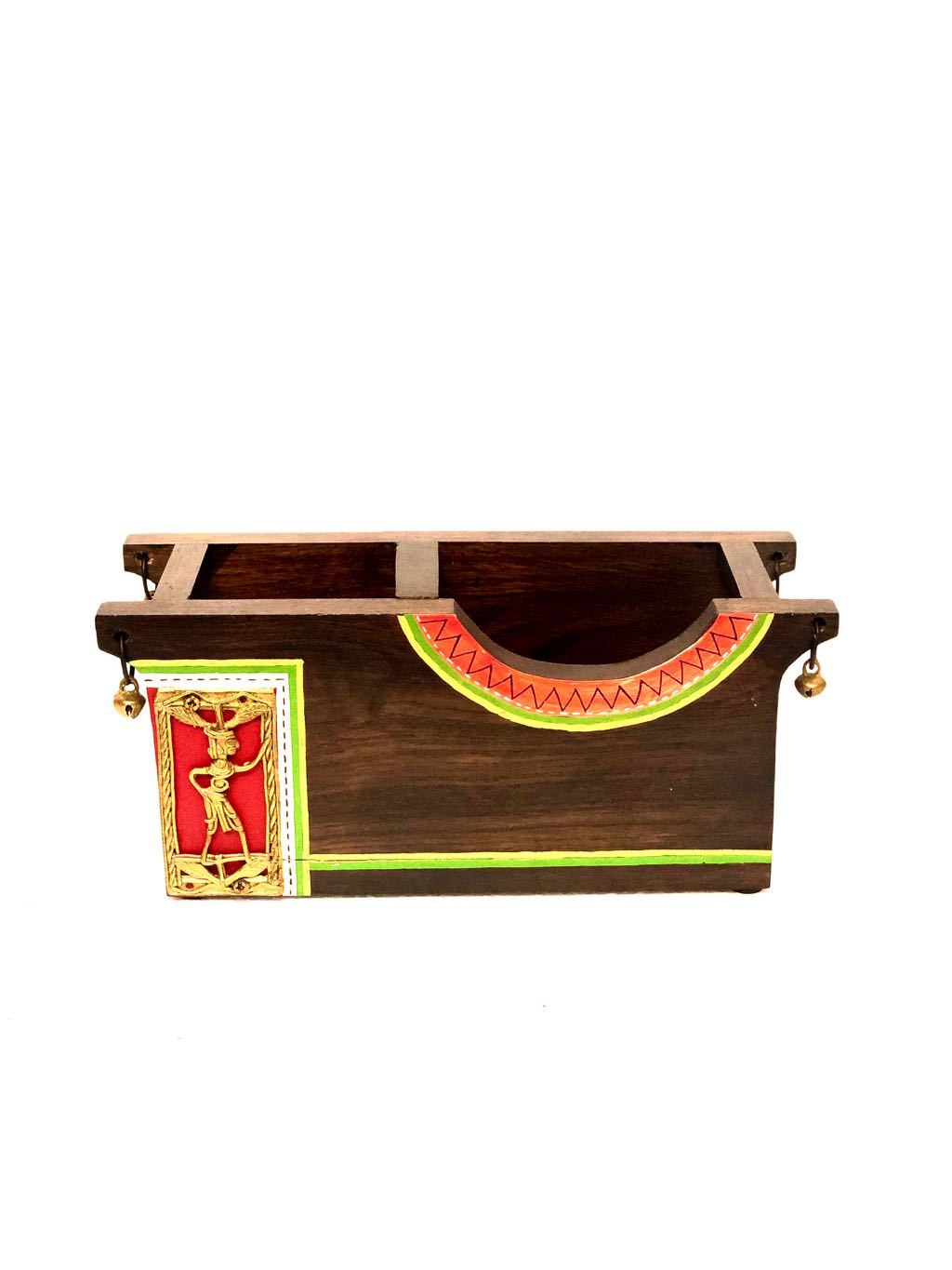 Tribal Dhokra Art Style Hand Painted Multipurpose Utility Holder Tamrapatra