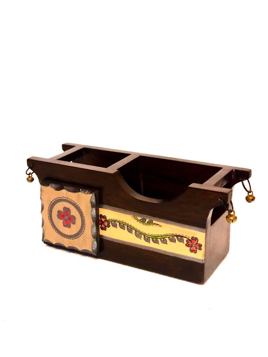 Exclusive Cutlery Holder Ethnic Hand Painted & Small Metal Bells Tamrapatra
