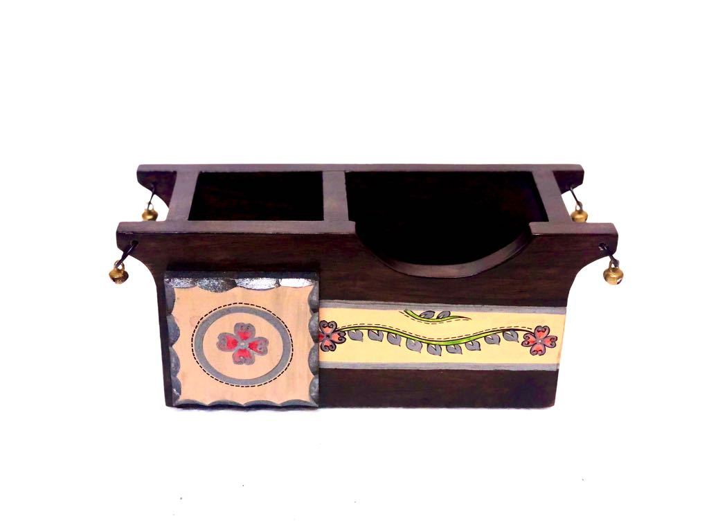 Exclusive Cutlery Holder Ethnic Hand Painted & Small Metal Bells Tamrapatra