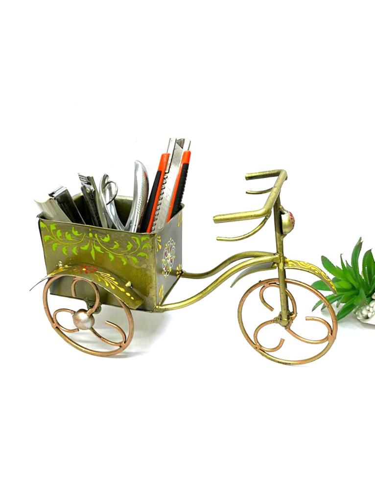 Iron Handcrafted Rickshaw Traditional Pen Visiting & Utility Holders Tamrapatra