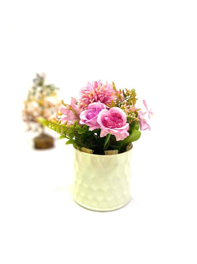 White Carved Planters Metal Iron Handcrafted Décor Center Table By Tamrapatra