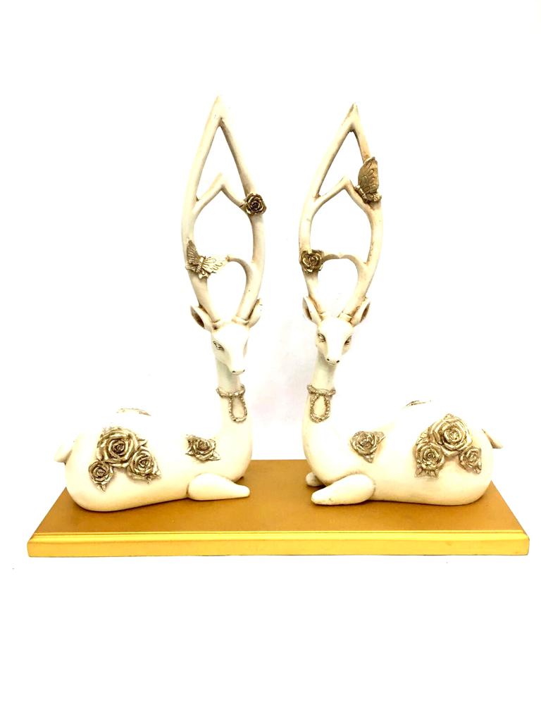 Couple Deer Sitting Extraordinary Luxurious Resin Showpiece From Tamrapatra