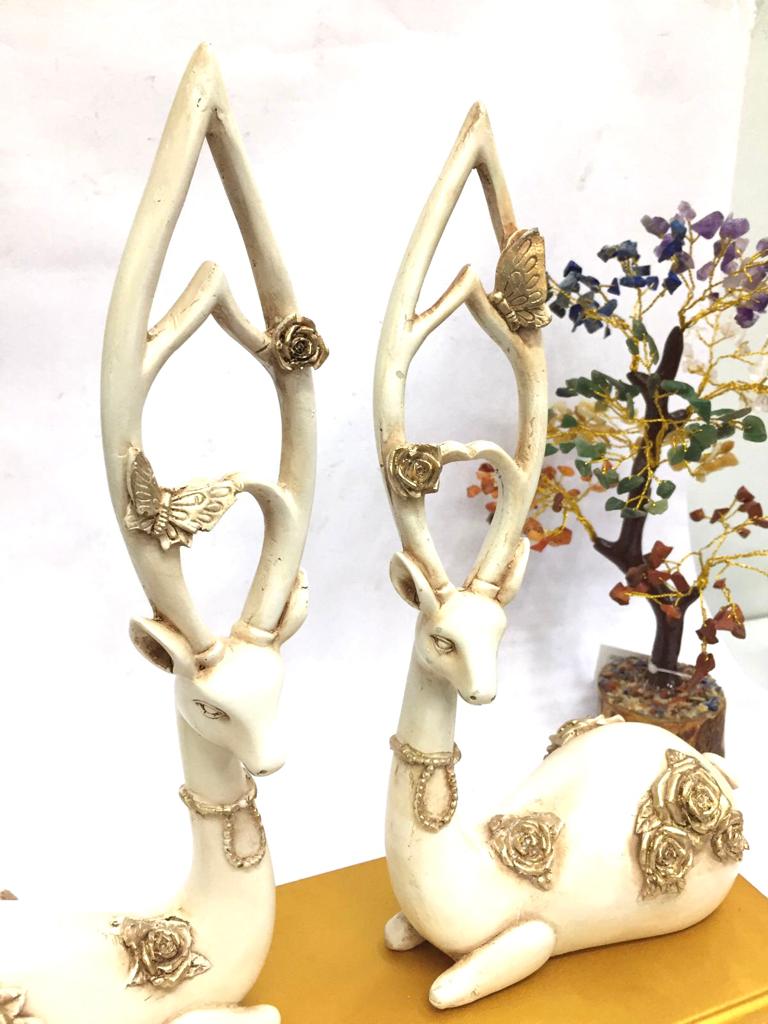 Couple Deer Sitting Extraordinary Luxurious Resin Showpiece From Tamrapatra