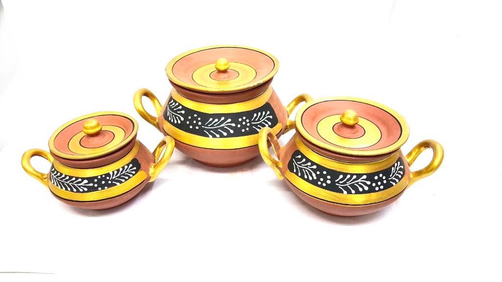 Degchi Hand Painted With Handle In Attractive Designs Kitchen From Tamrapatra