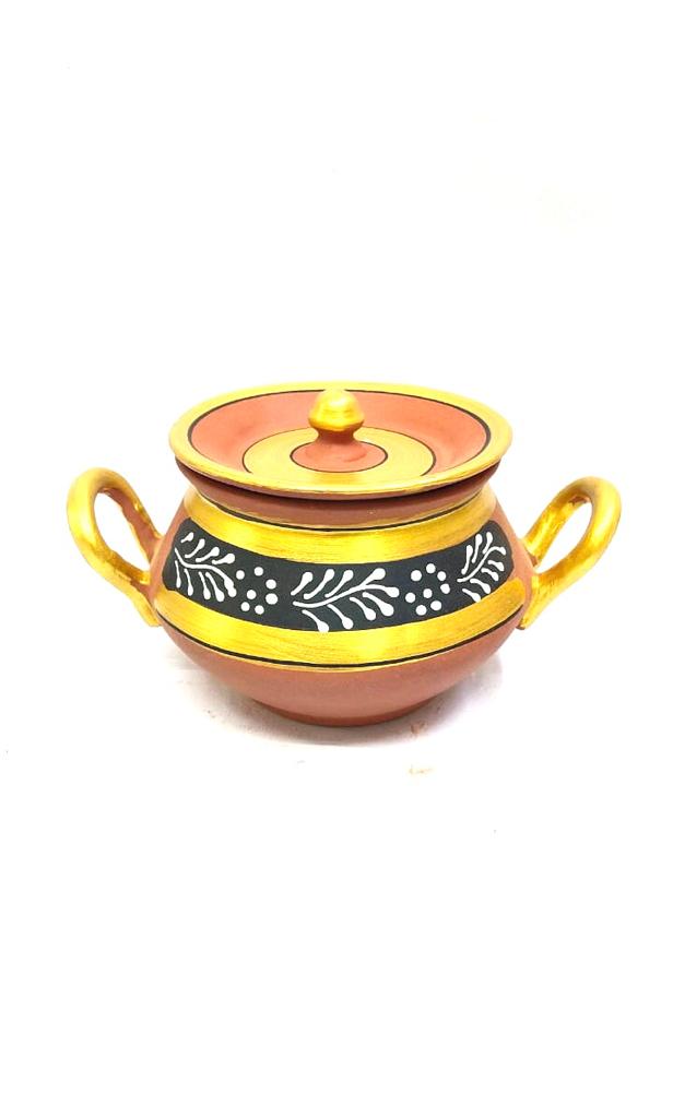 Degchi Hand Painted With Handle In Attractive Designs Kitchen From Tamrapatra