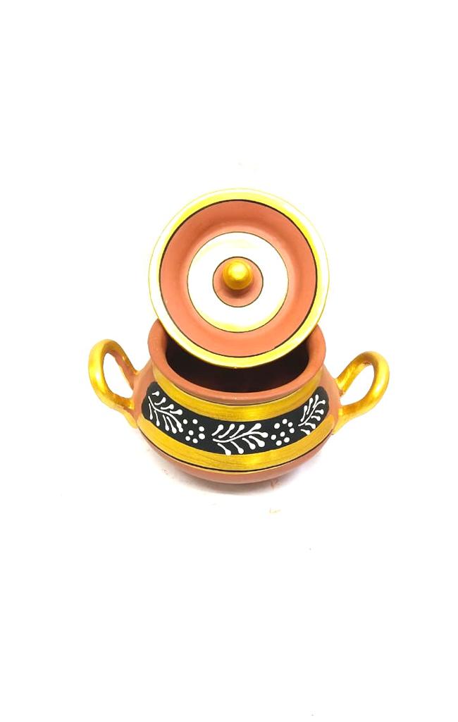 Degchi Hand Painted With Handle In Attractive Designs Kitchen From Tamrapatra