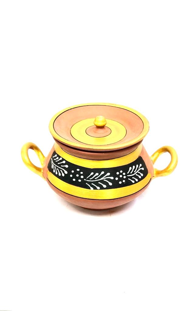 Degchi Hand Painted With Handle In Attractive Designs Kitchen From Tamrapatra