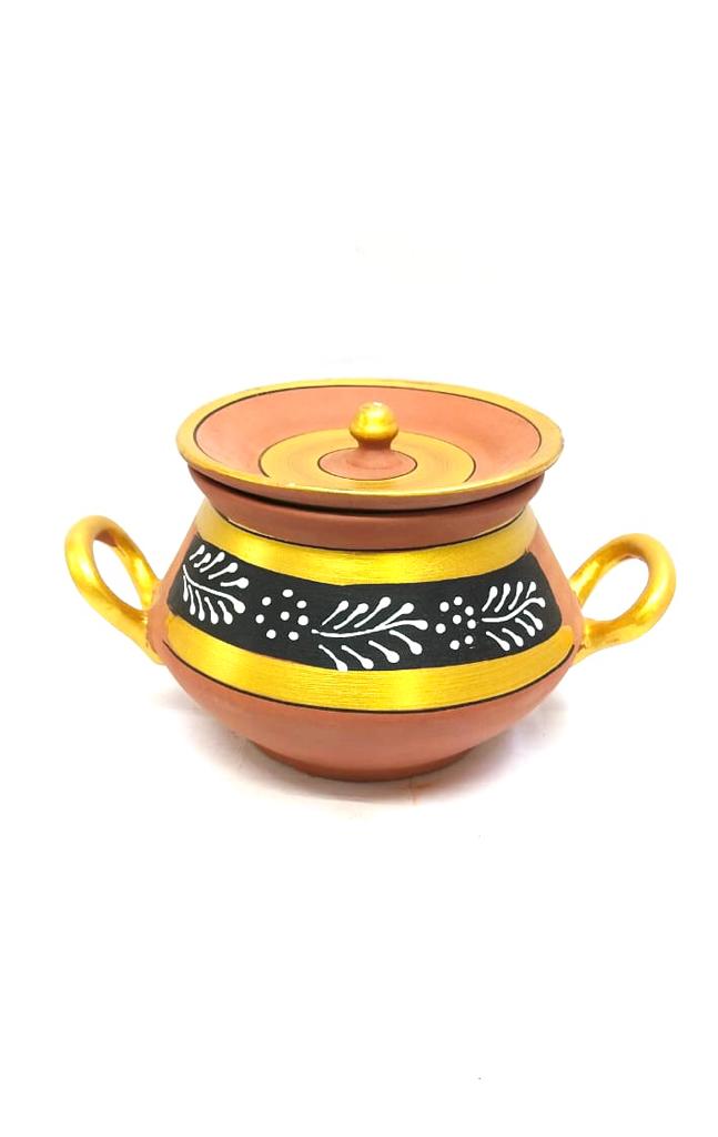 Degchi Hand Painted With Handle In Attractive Designs Kitchen From Tamrapatra