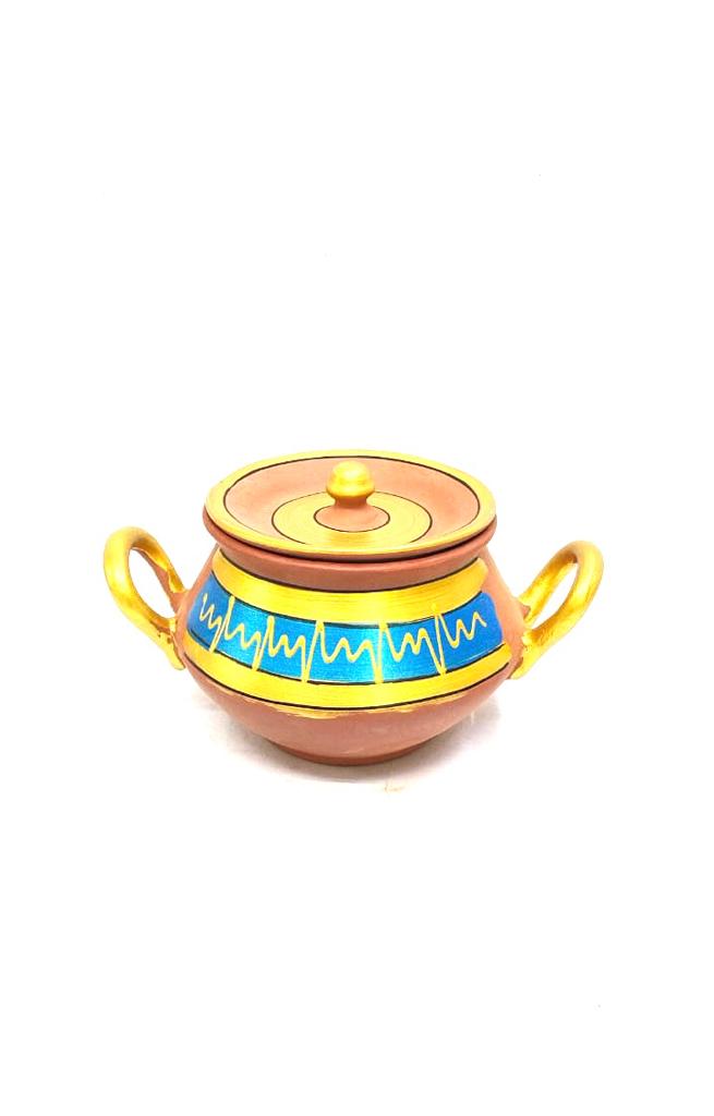 Degchi Hand Painted With Handle In Attractive Designs Kitchen From Tamrapatra
