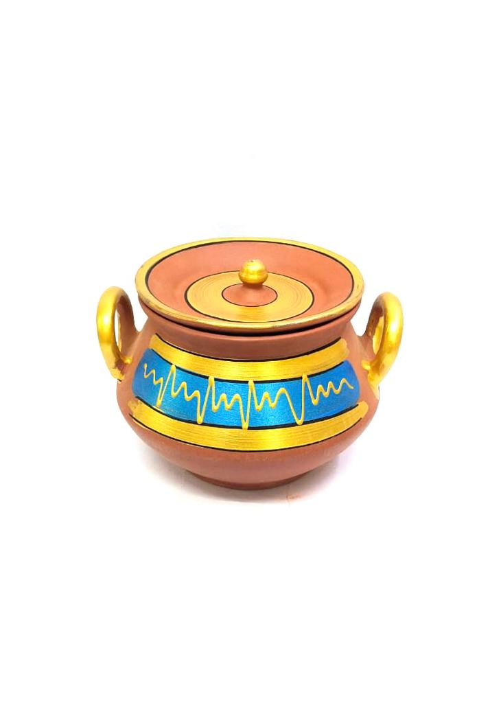 Degchi Hand Painted With Handle In Attractive Designs Kitchen From Tamrapatra