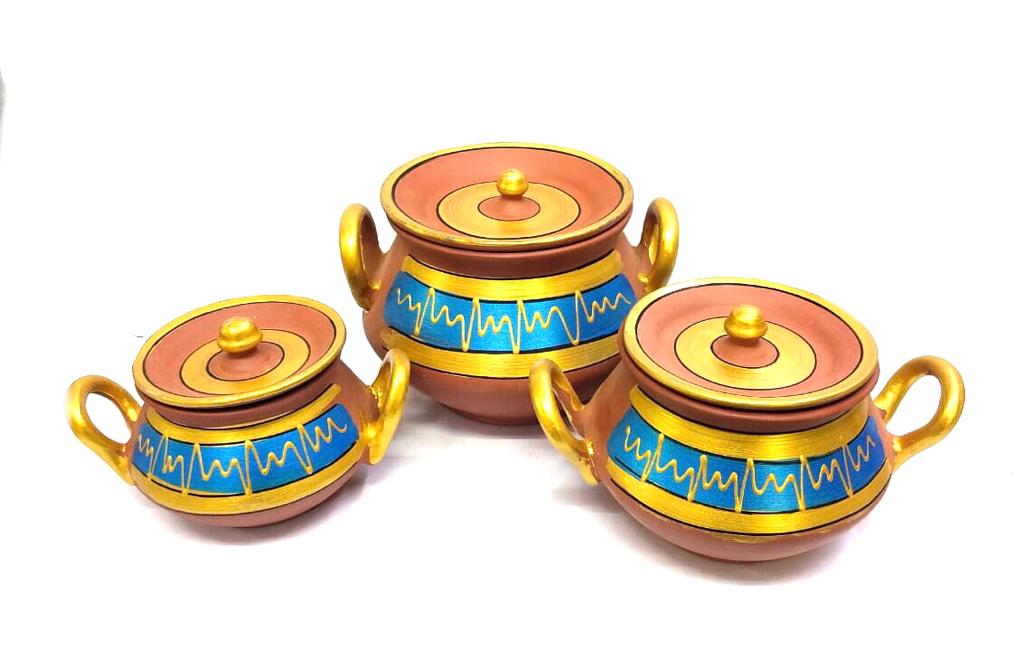 Degchi Hand Painted With Handle In Attractive Designs Kitchen From Tamrapatra