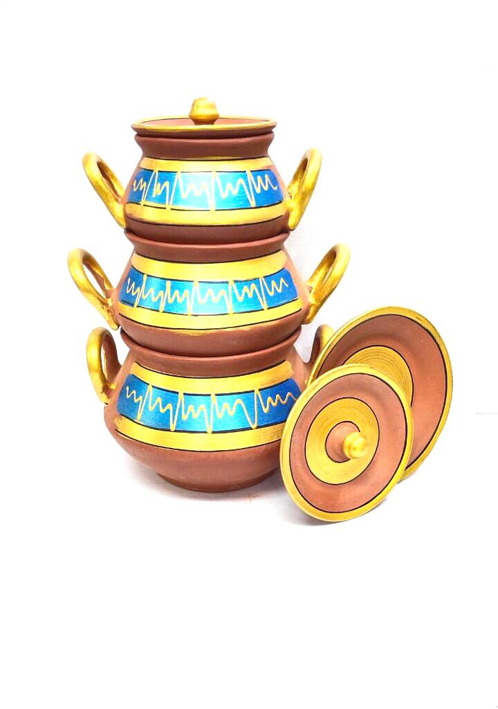 Degchi Hand Painted With Handle In Attractive Designs Kitchen From Tamrapatra