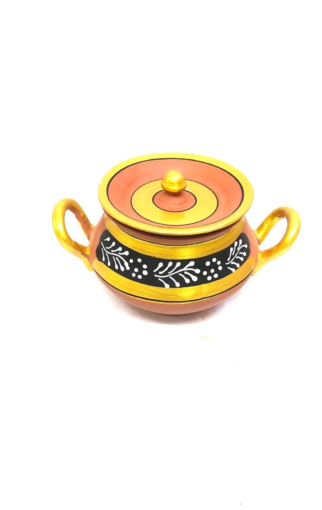 Degchi Hand Painted With Handle In Attractive Designs Kitchen From Tamrapatra