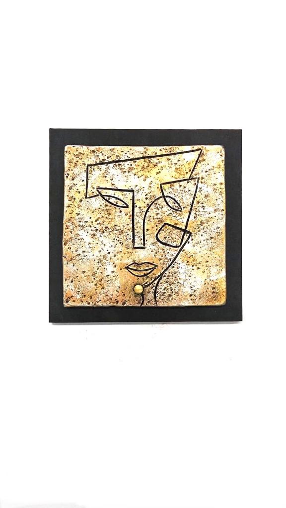 Interesting Faces Depiction On Terracotta Artwork Wall Hangings Set Of 4 Tamrapatra