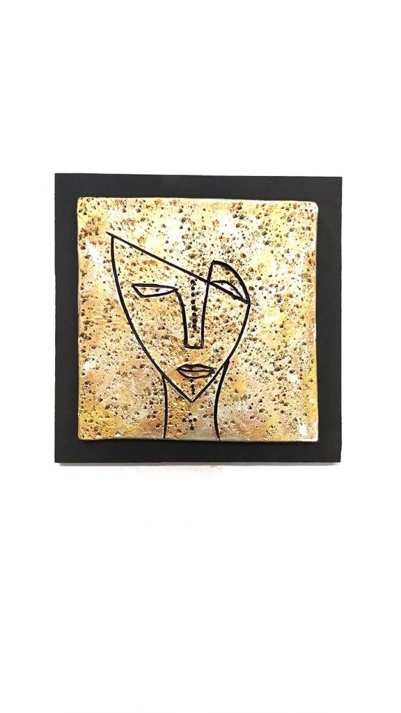 Interesting Faces Depiction On Terracotta Artwork Wall Hangings Set Of 4 Tamrapatra