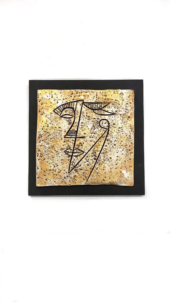 Interesting Faces Depiction On Terracotta Artwork Wall Hangings Set Of 4 Tamrapatra