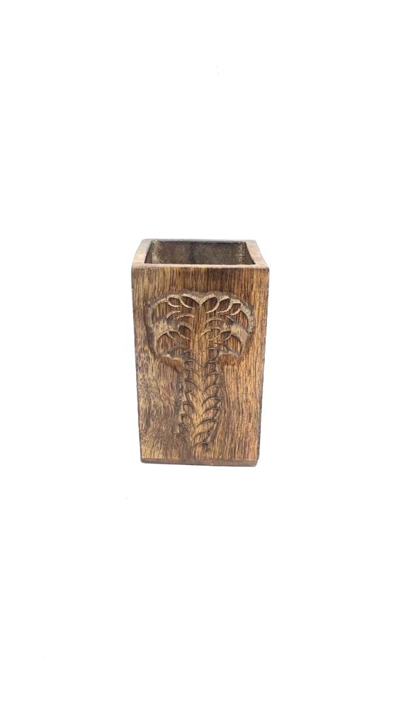 Wooden Pen Stands With Carving Elegant Utility Collection Gifts By Tamrapatra