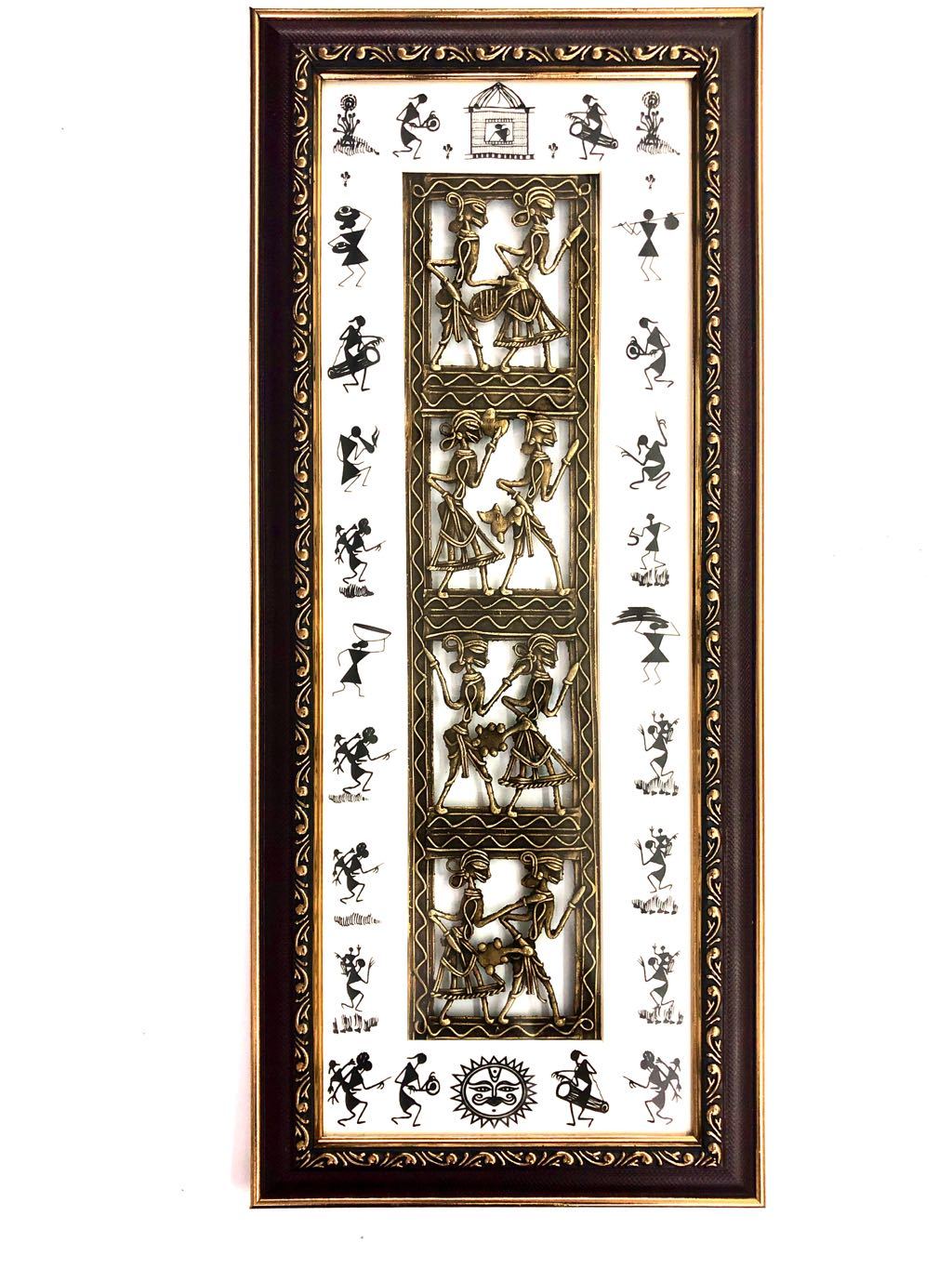 Long Frame In Dhokra Warli Art Wall Hanging Handicrafts Wall Decor By Tamrapatra