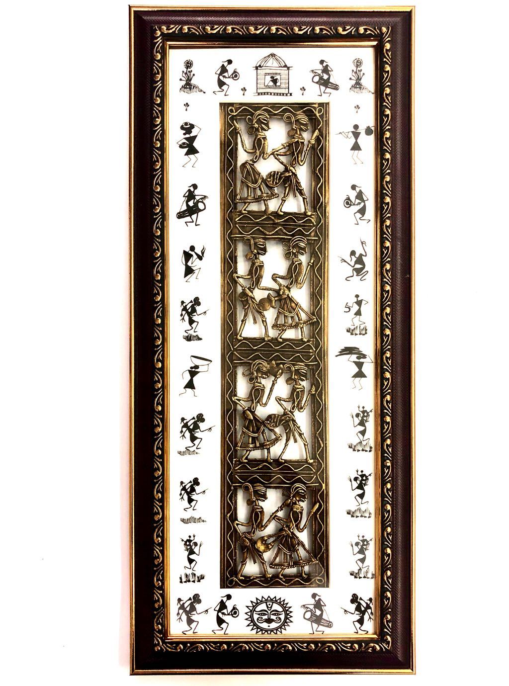 Long Frame In Dhokra Warli Art Wall Hanging Handicrafts Wall Decor By Tamrapatra
