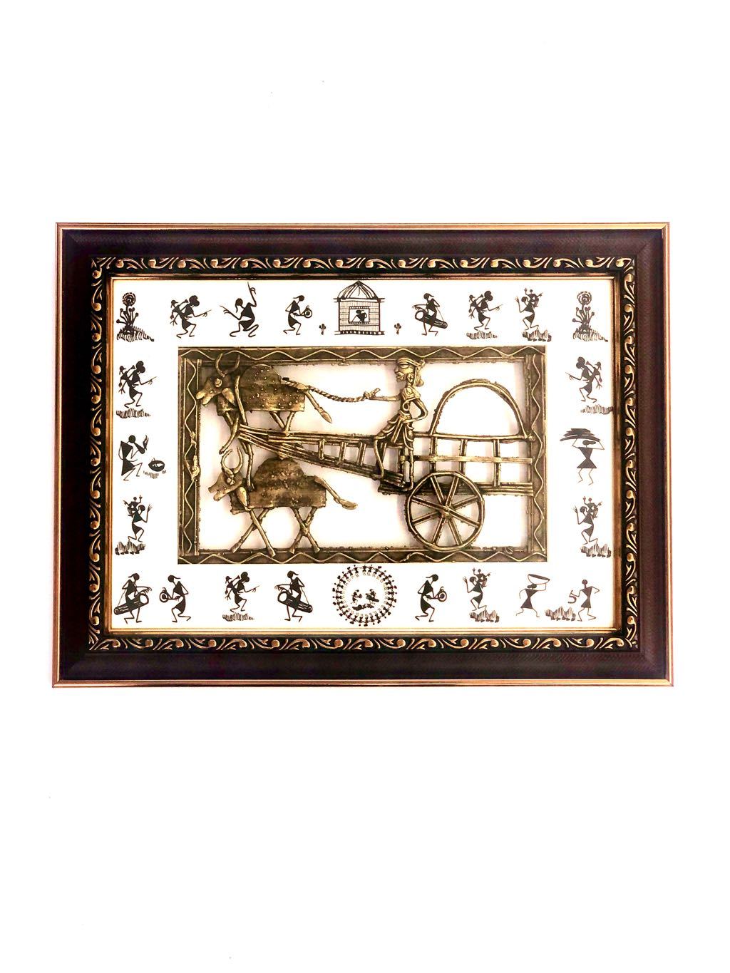 Man Riding Horse Bullock Cart Depicts Life Of Tribals Indian Make From Tamrapatra