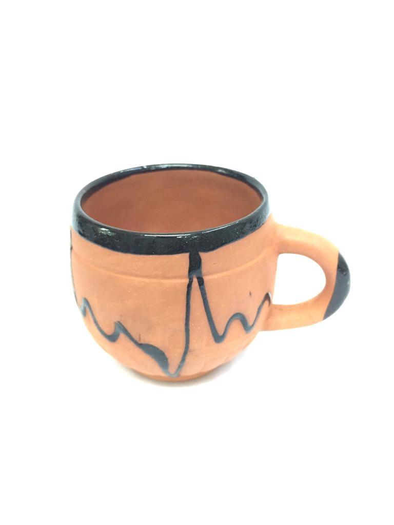 Dholak Style Mugs In Plain & Glazed Design Set Of 6 Earthenware By Tamrapatra