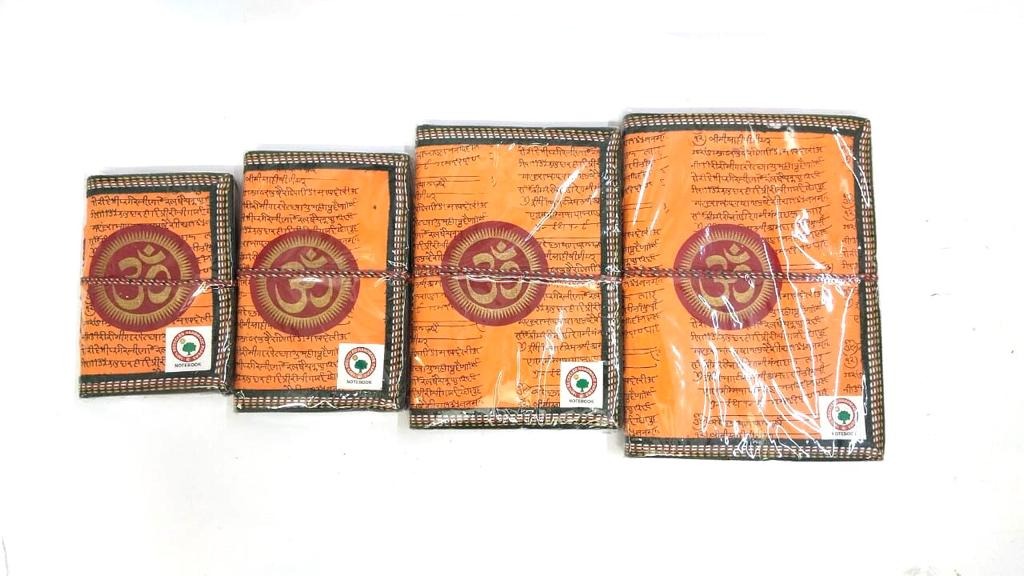 Om Design Notebook Handmade Recycled Paper Orange Shade By Tamrapatra