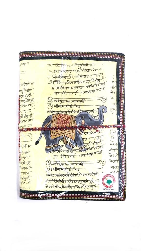 Handmade Diary With Recycled Paper Beige Shade Elephant From Tamrapatra