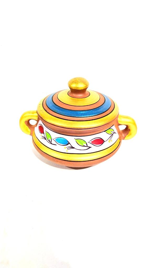 Patitli Set With Handles Hand Painted With Beautiful Shades Cooking Tamrapatra