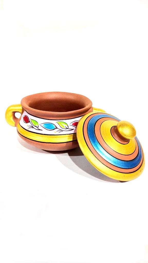 Patitli Set With Handles Hand Painted With Beautiful Shades Cooking Tamrapatra
