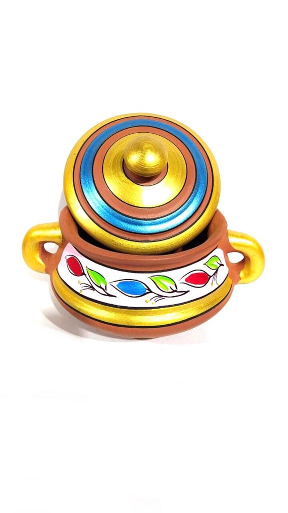 Patitli Set With Handles Hand Painted With Beautiful Shades Cooking Tamrapatra