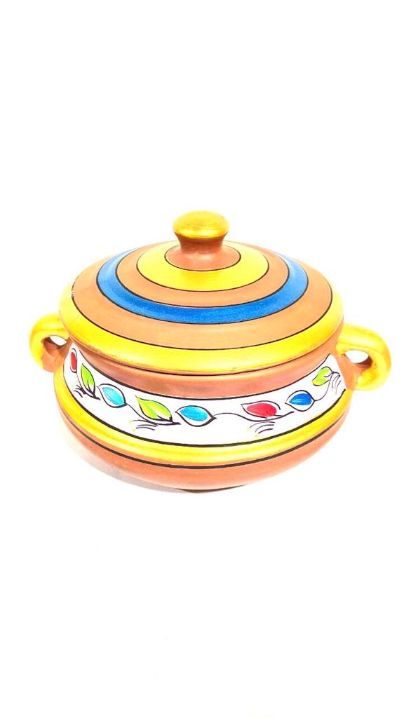 Patitli Set With Handles Hand Painted With Beautiful Shades Cooking Tamrapatra