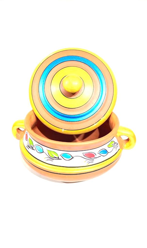 Patitli Set With Handles Hand Painted With Beautiful Shades Cooking Tamrapatra