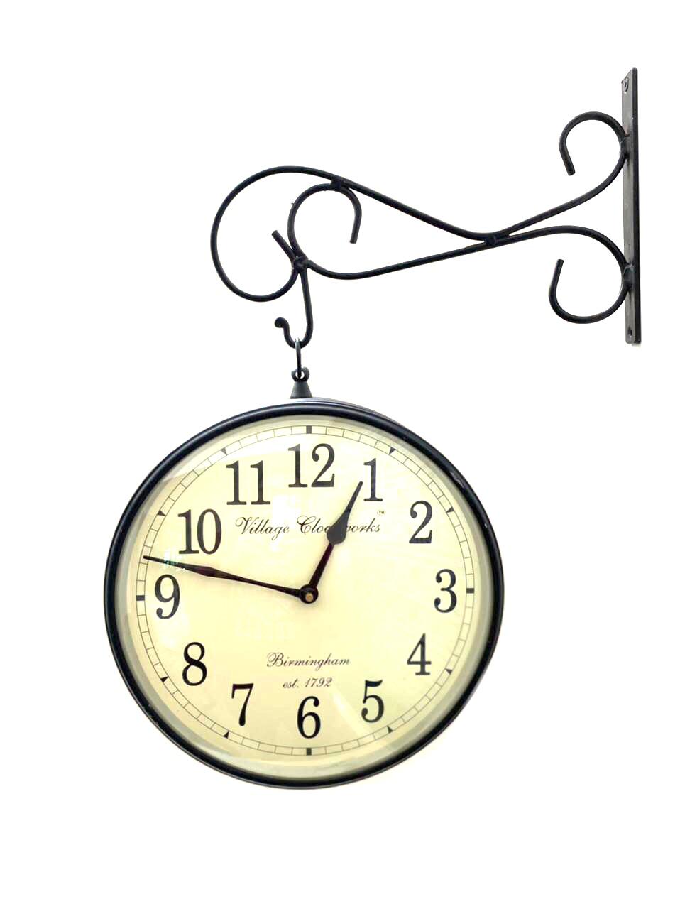 Classic Designer Railway Style Clock 10 Inches With Hanger By Tamrapatra