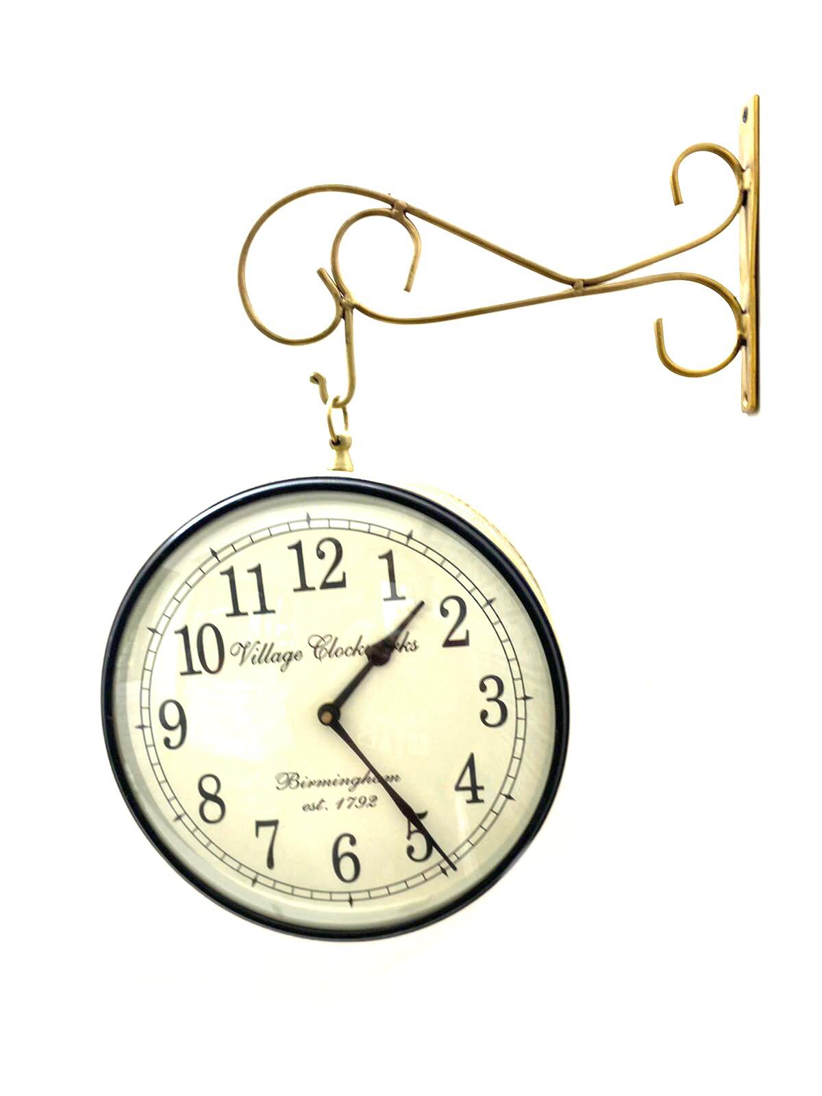 Classic Designer Railway Style Clock 10 Inches With Hanger By Tamrapatra