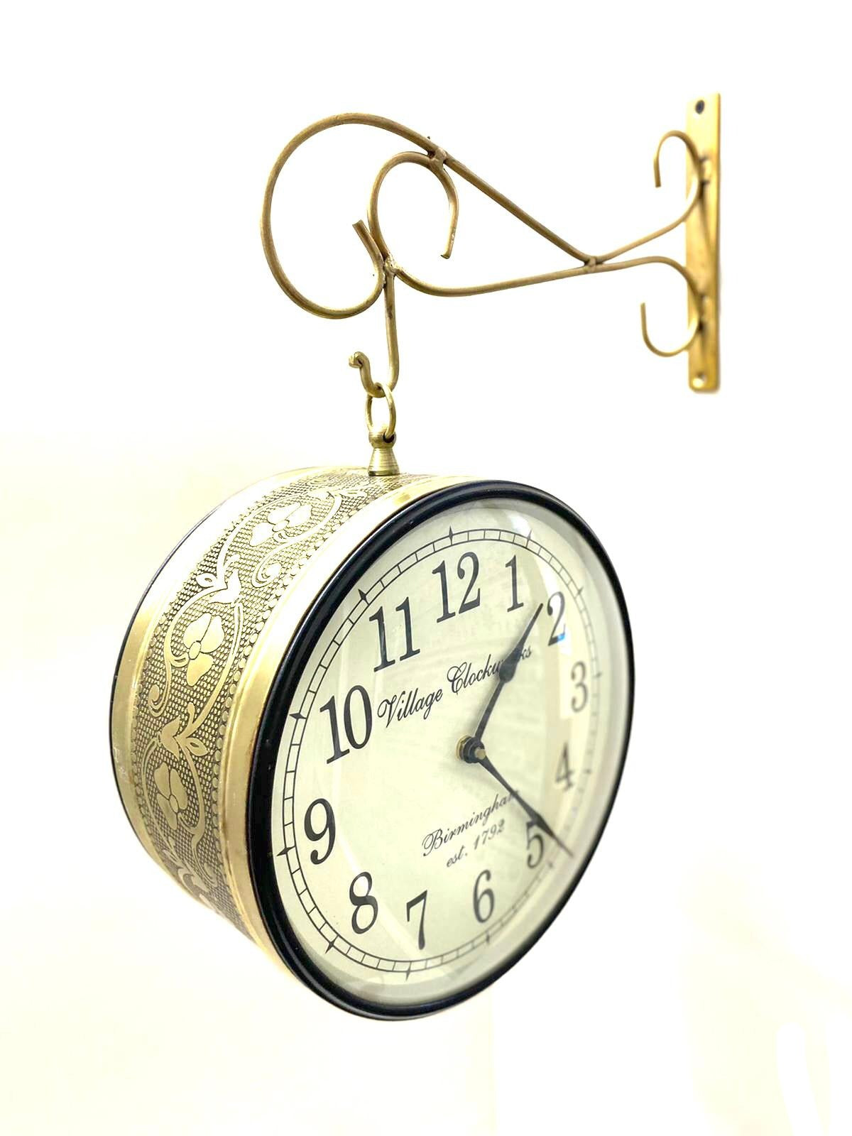 Classic Designer Railway Style Clock 10 Inches With Hanger By Tamrapatra