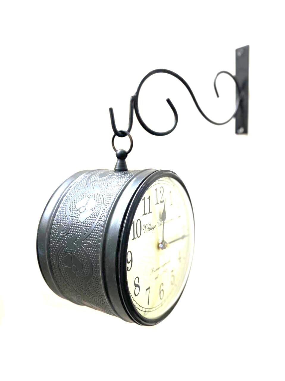 Double Side Clock Railway Vintage Style 6 Inches For Home Office By Tamrapatra