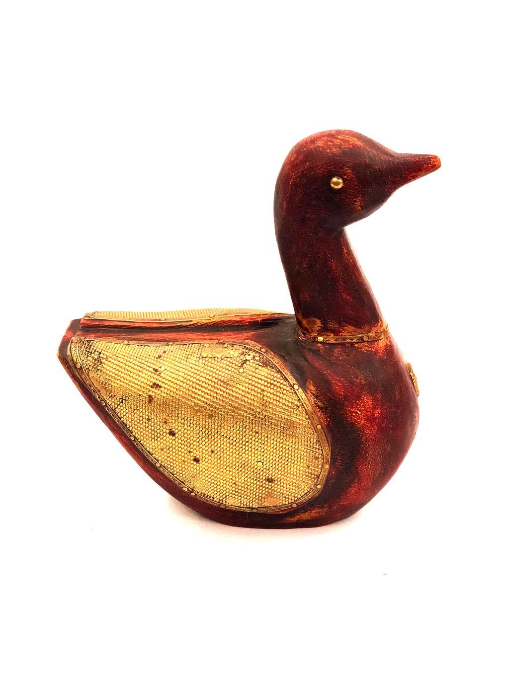 Duck HandPainted With Brass Foil Fitted Home Decor Gifting By Tamrapatra - Tanariri Hastakala