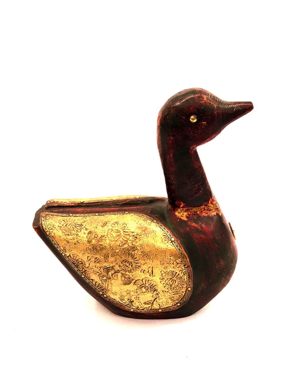 Duck HandPainted With Brass Foil Fitted Home Decor Gifting By Tamrapatra - Tanariri Hastakala
