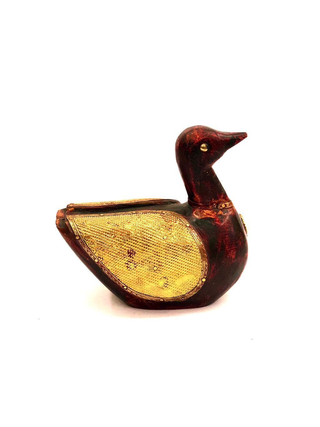 Wooden Bird Duck HandMade Unique Decorative Showpiece By Tamrapatra - Tanariri Hastakala