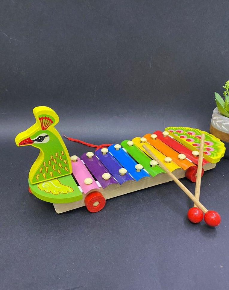 Kid's Corner Xylophone With Duck Design Handmade Wooden Toys Tamrapatra