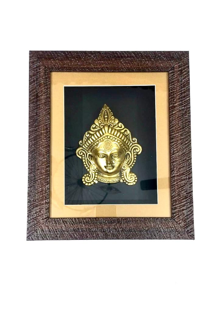 Brass Durga Art Glass Frame Wall Décor Eccentric Detailed Handcrafted Tamrapatra