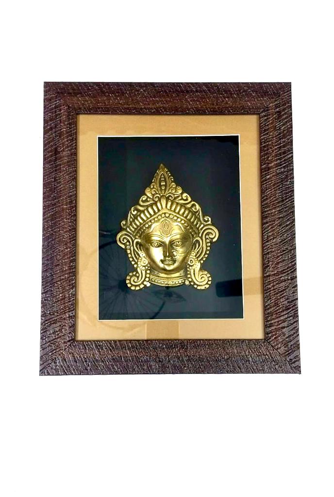 Brass Durga Art Glass Frame Wall Décor Eccentric Detailed Handcrafted Tamrapatra