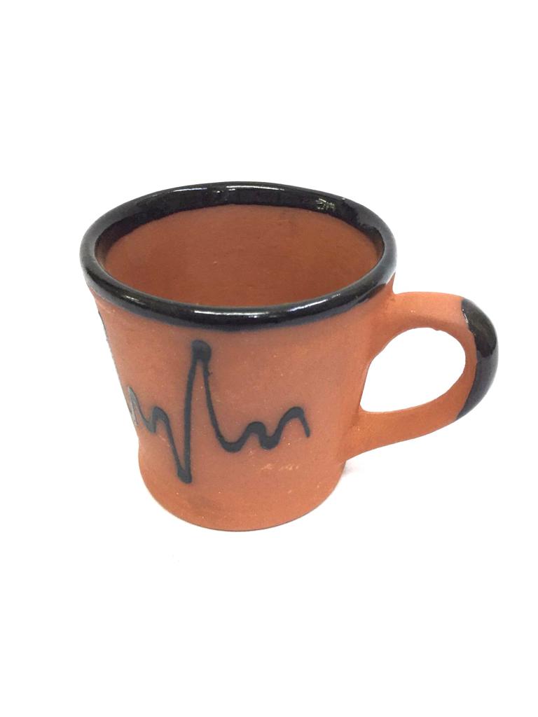 Cone Shaped Cup Set Of 6 Earthen Plain & Glazed Mugs Handmade Tamrapatra
