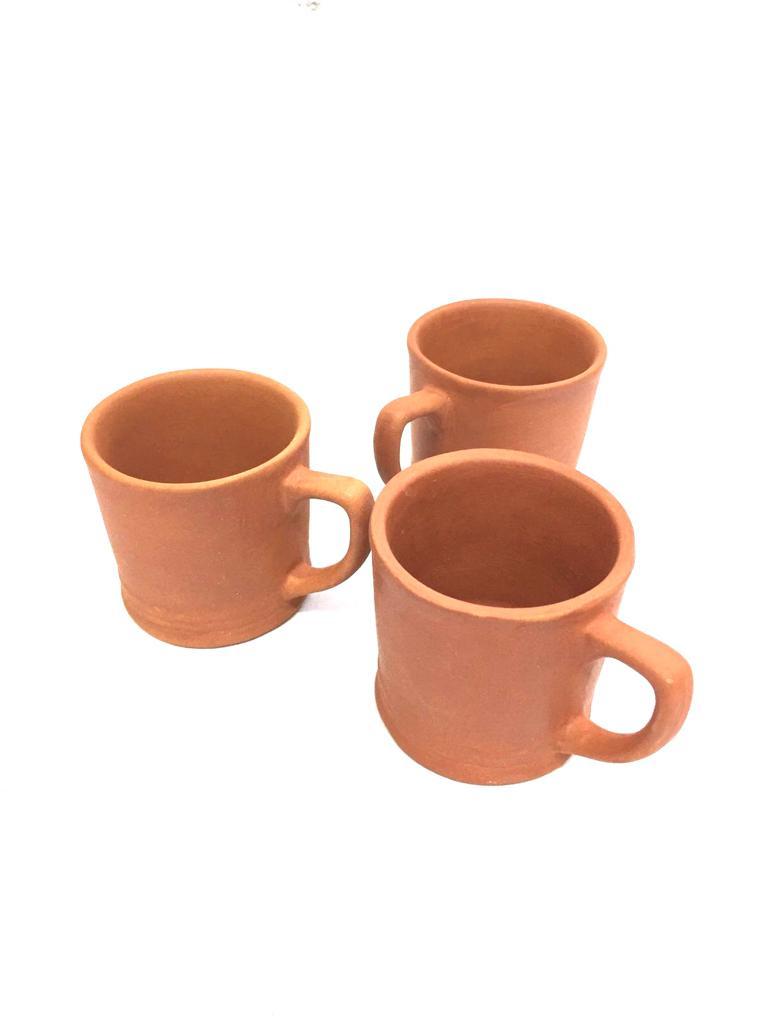 Cone Shaped Cup Set Of 6 Earthen Plain & Glazed Mugs Handmade Tamrapatra