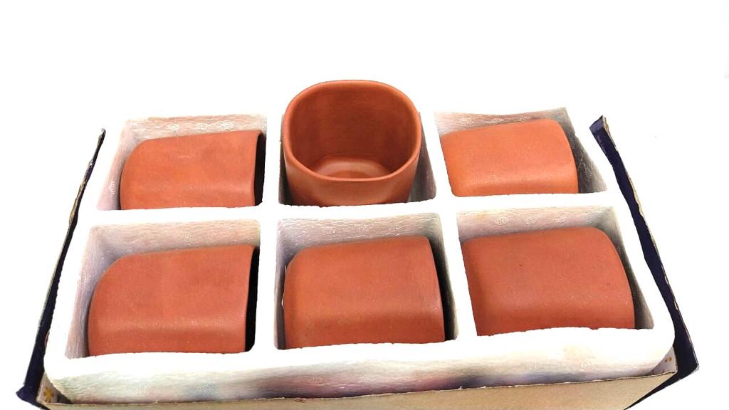 Glass Set Of 6 Terracotta Drinking Beverages Dinning Kitchen From Tamrapatra