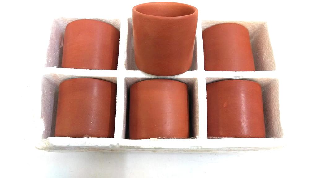 Glass Set Of 6 Terracotta Drinking Beverages Dinning Kitchen From Tamrapatra