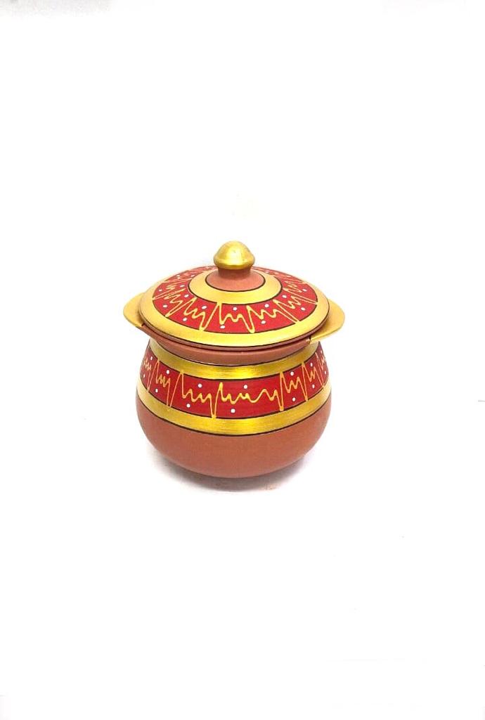 Line Handi Earthenware Pots Hand Painted Prepare Aromatic Dishes From Tamrapatra