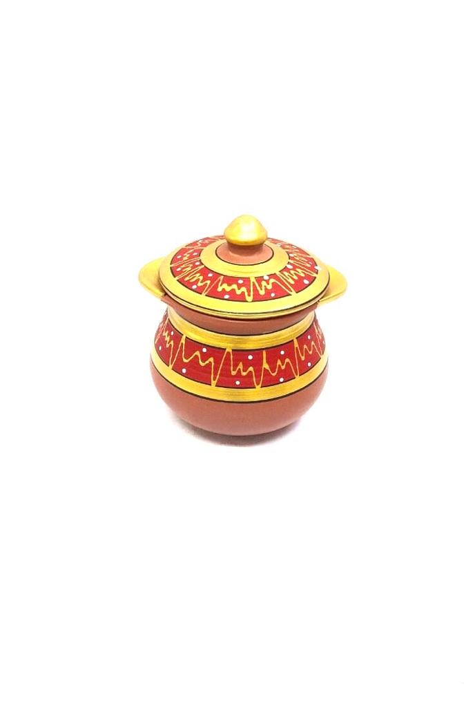 Line Handi Earthenware Pots Hand Painted Prepare Aromatic Dishes From Tamrapatra