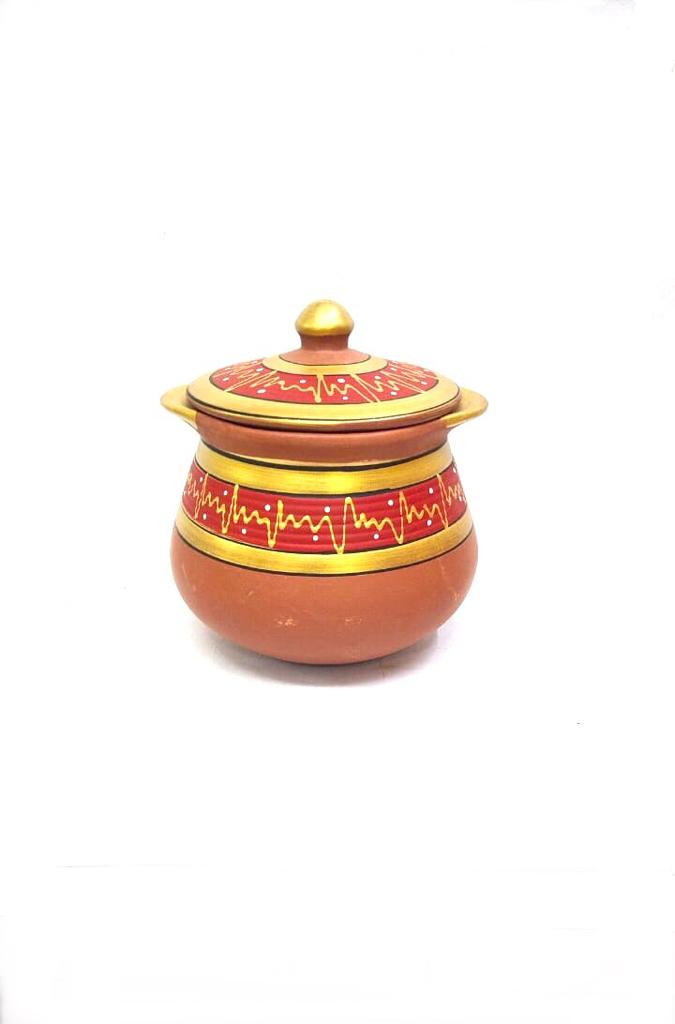 Line Handi Earthenware Pots Hand Painted Prepare Aromatic Dishes From Tamrapatra