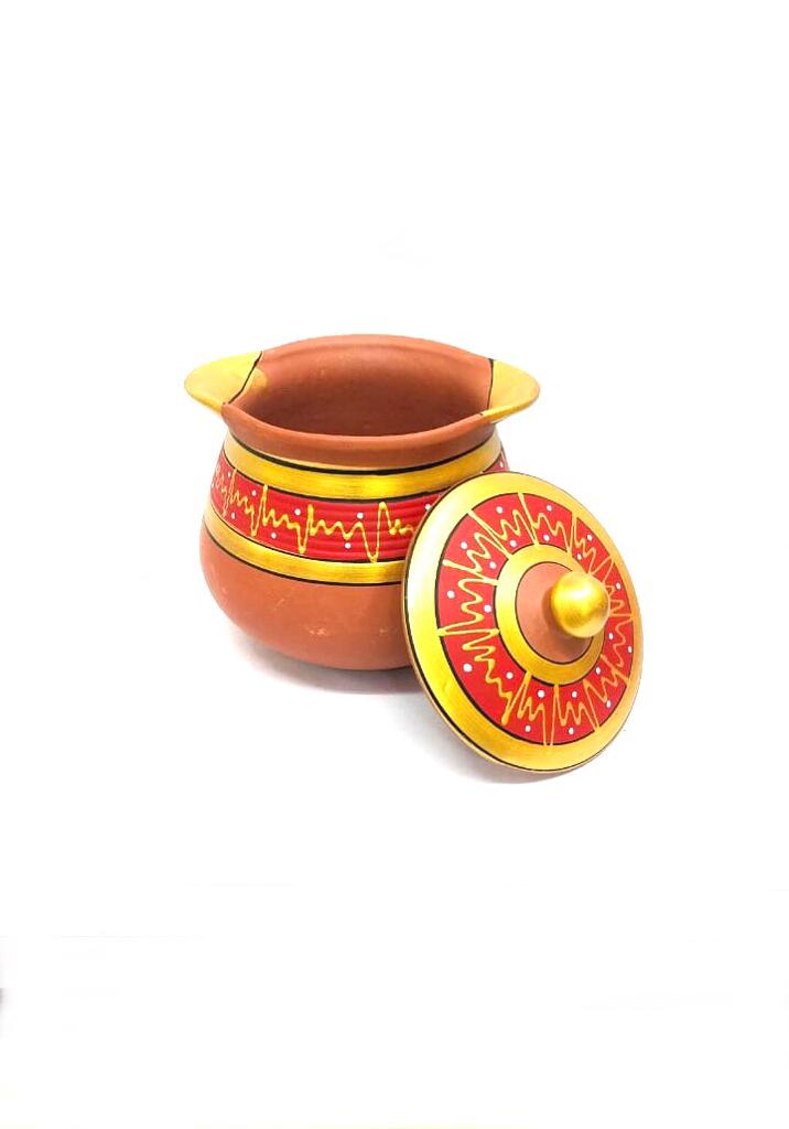 Line Handi Earthenware Pots Hand Painted Prepare Aromatic Dishes From Tamrapatra